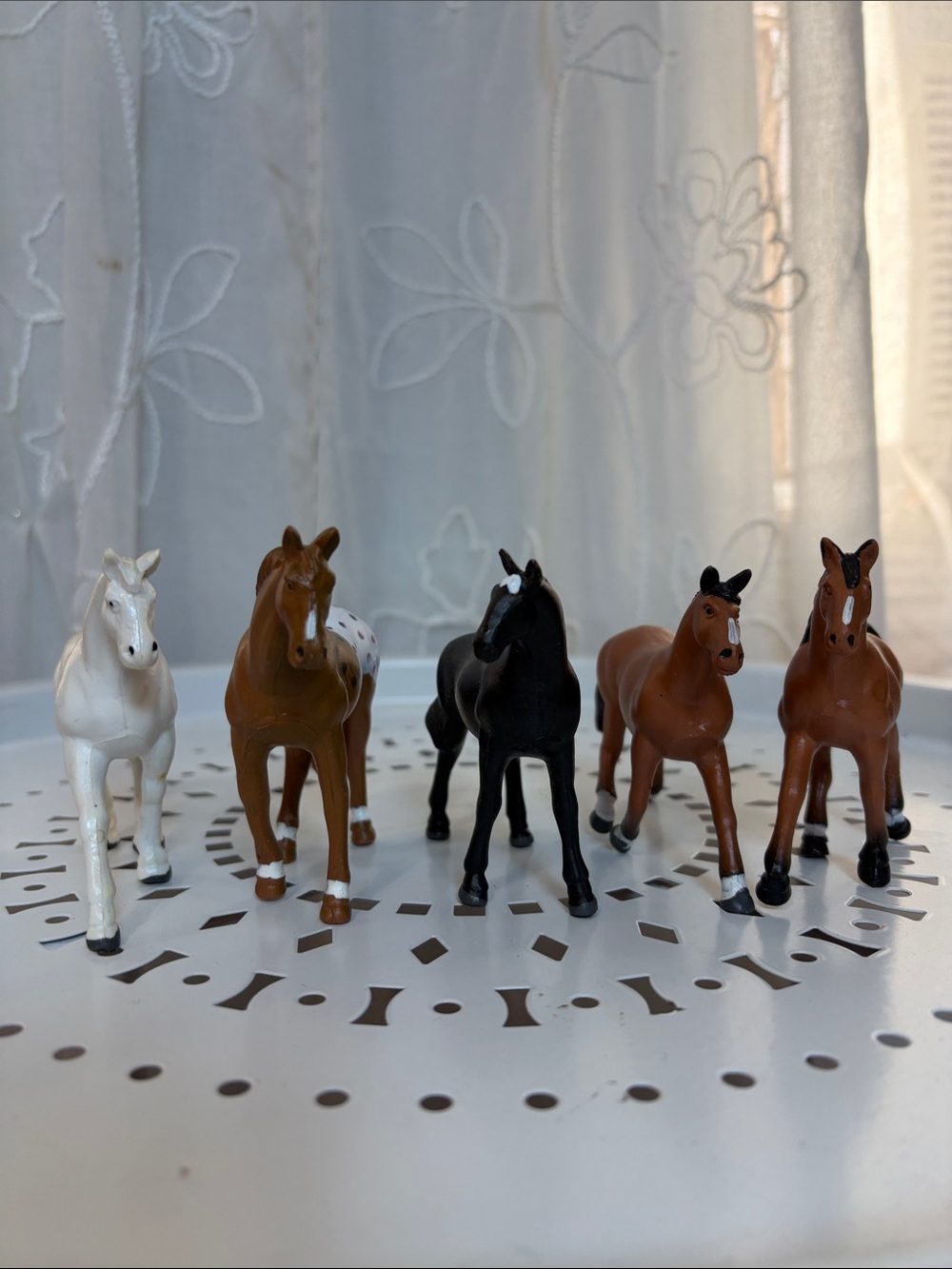 Vintage Funrise Horse Figurine Set 1988 - Brown, Black, White set Of 5